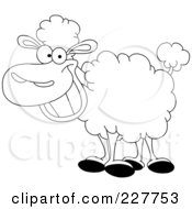 Poster, Art Print Of Coloring Page Outline Of A Happy Sheep