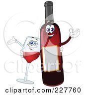 Happy Wine Glass And Bottle