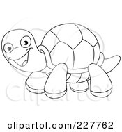 Poster, Art Print Of Coloring Page Outline Of A Happy Tortoise