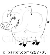 Poster, Art Print Of Coloring Page Outline Of A Happy Pig