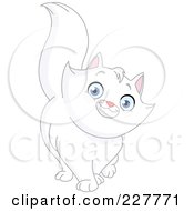 Royalty Free RF Clipart Illustration Of A Curious White Cat Walking Forward