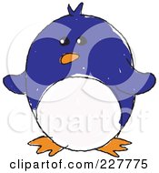 Poster, Art Print Of Cute Doodled Blue Penguin
