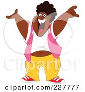 Royalty Free RF Clipart Illustration Of An Excited Chubby Black Man