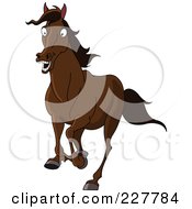 Poster, Art Print Of Scared Brown Horse Running