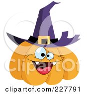 Poster, Art Print Of Happy Halloween Jackolantern Wearing A Witch Hat