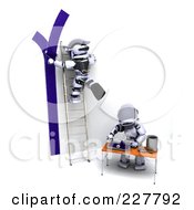 Poster, Art Print Of 3d Robots Painting A Wall Blue