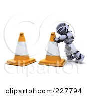 Poster, Art Print Of 3d Robot Moving Construction Cones