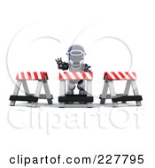 Poster, Art Print Of 3d Robot Behind Construction Barriers