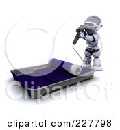 Poster, Art Print Of 3d Robot Using A Paint Roller And Rolling It In A Pan