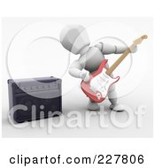 Poster, Art Print Of 3d White Character Playing An Electric Guitar