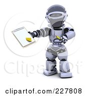 Poster, Art Print Of 3d Robot Holding A Document On A Clipboard