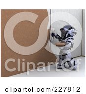 Poster, Art Print Of 3d Robot Plastering Over Drywall