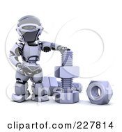 Poster, Art Print Of 3d Robot With Nuts And Bolts