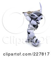 Poster, Art Print Of 3d Robot Using A Pickaxe