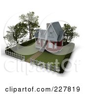 Poster, Art Print Of 3d Victorian Styled Home With Trees Lawn And A Picket Fence