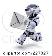 Poster, Art Print Of 3d Robot Running With An Envelope