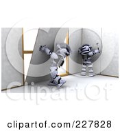 Poster, Art Print Of 3d Robots Hanging Dry Wall