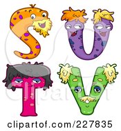 Royalty Free RF Clipart Illustration Of A Digital Collage Of Monster Letters S Through V by BNP Design Studio