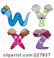 Royalty Free RF Clipart Illustration Of A Digital Collage Of Monster Letters W Through Z by BNP Design Studio