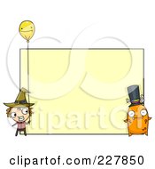 Royalty Free RF Clipart Illustration Of A Monster And Witch By A Halloween Sign by BNP Design Studio