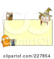 Poster, Art Print Of Monster Owl And Witch Around A Blank Sign