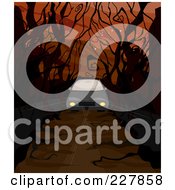 Poster, Art Print Of Car Driving Down A Creepy Road With Bare Trees