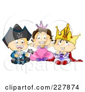 Three Toddlers In Pirate Princess And King Halloween Costumes