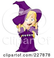 Poster, Art Print Of Halloween Girl In A Witch Costume