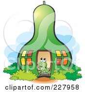 Poster, Art Print Of Cute Frog Living In A Green Gourd House