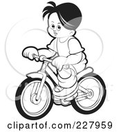 Poster, Art Print Of Coloring Page Outline Of A Boy Riding A Bike