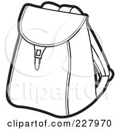 Royalty Free RF Clipart Illustration Of A Coloring Page Outline Of A School Bag by Lal Perera