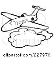 Poster, Art Print Of Coloring Page Outline Of An Airliner Above Clouds