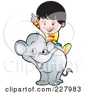 Boy Riding A Cute Elephant