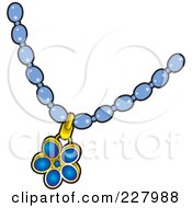 Royalty Free RF Clipart Illustration Of A Blue Pendant On A Necklace
