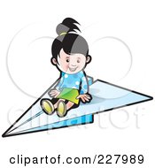 Cute Girl On A Paper Airplane