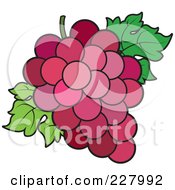 Poster, Art Print Of Bunch Of Red Grapes And Leaves