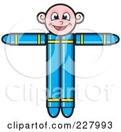Royalty Free RF Clipart Illustration Of A Crayon Boy Holding His Arms Up by Lal Perera