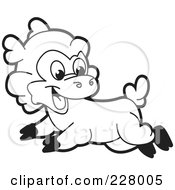 Royalty Free RF Clipart Illustration Of A Coloring Page Outline Of A Running Lamb