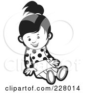 Poster, Art Print Of Coloring Page Outline Of A Girl Sitting