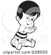 Royalty Free RF Clipart Illustration Of A Coloring Page Outline Of A Boy Sitting