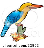 Royalty Free RF Clipart Illustration Of A Perched Kingfisher Bird