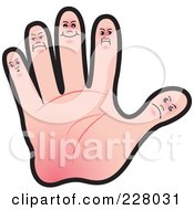 Royalty Free RF Clipart Illustration Of A Hand With Finger Faces