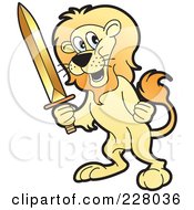 Poster, Art Print Of Lion Holding A Sword