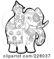 Royalty Free RF Clipart Illustration Of A Coloring Page Outline Of A Pageant Elephant