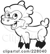 Royalty Free RF Clipart Illustration Of A Coloring Page Outline Of A Happy Lamb by Lal Perera