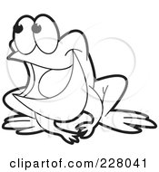 Royalty Free RF Clipart Illustration Of A Coloring Page Outline Of A Laughing Frog