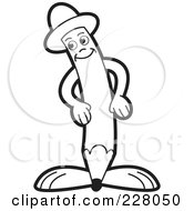 Royalty Free RF Clipart Illustration Of A Coloring Page Outline Of A Happy Pencil Guy