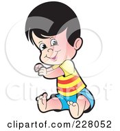 Royalty Free RF Clipart Illustration Of A Happy Boy Sitting