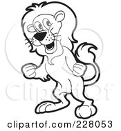 Royalty Free RF Clipart Illustration Of A Coloring Page Outline Of A Mad Lion