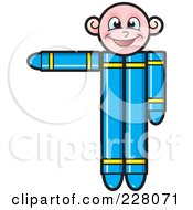 Royalty Free RF Clipart Illustration Of A Crayon Boy Pointing Left by Lal Perera